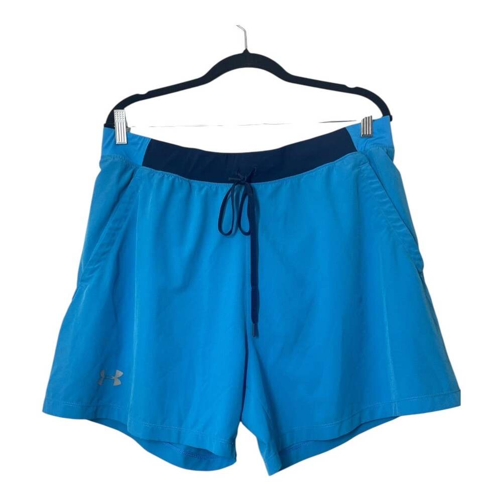 Under Armour UA Running Shorts Blue XL Lined Pockets Stretchy Speed Pocket